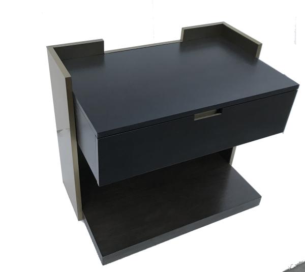 Champagne finish metal u shape frame oak veneer 1-drawer night stand for Renaissance hotel bedroom,hospitality casegoods