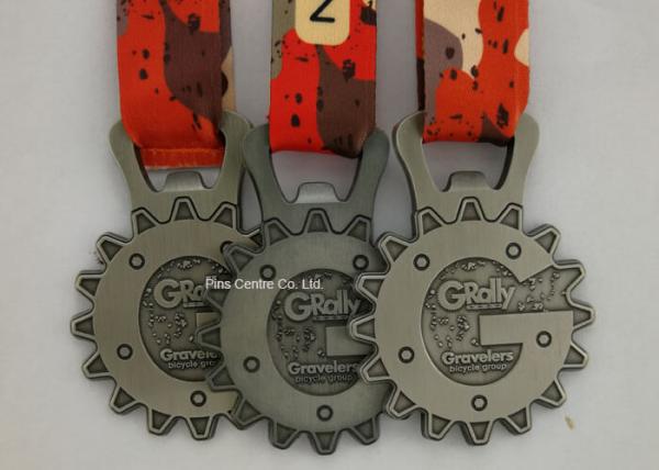 Colorful Ribbon Medals Enamel Navy Matt Silver Plating Eco Friendly