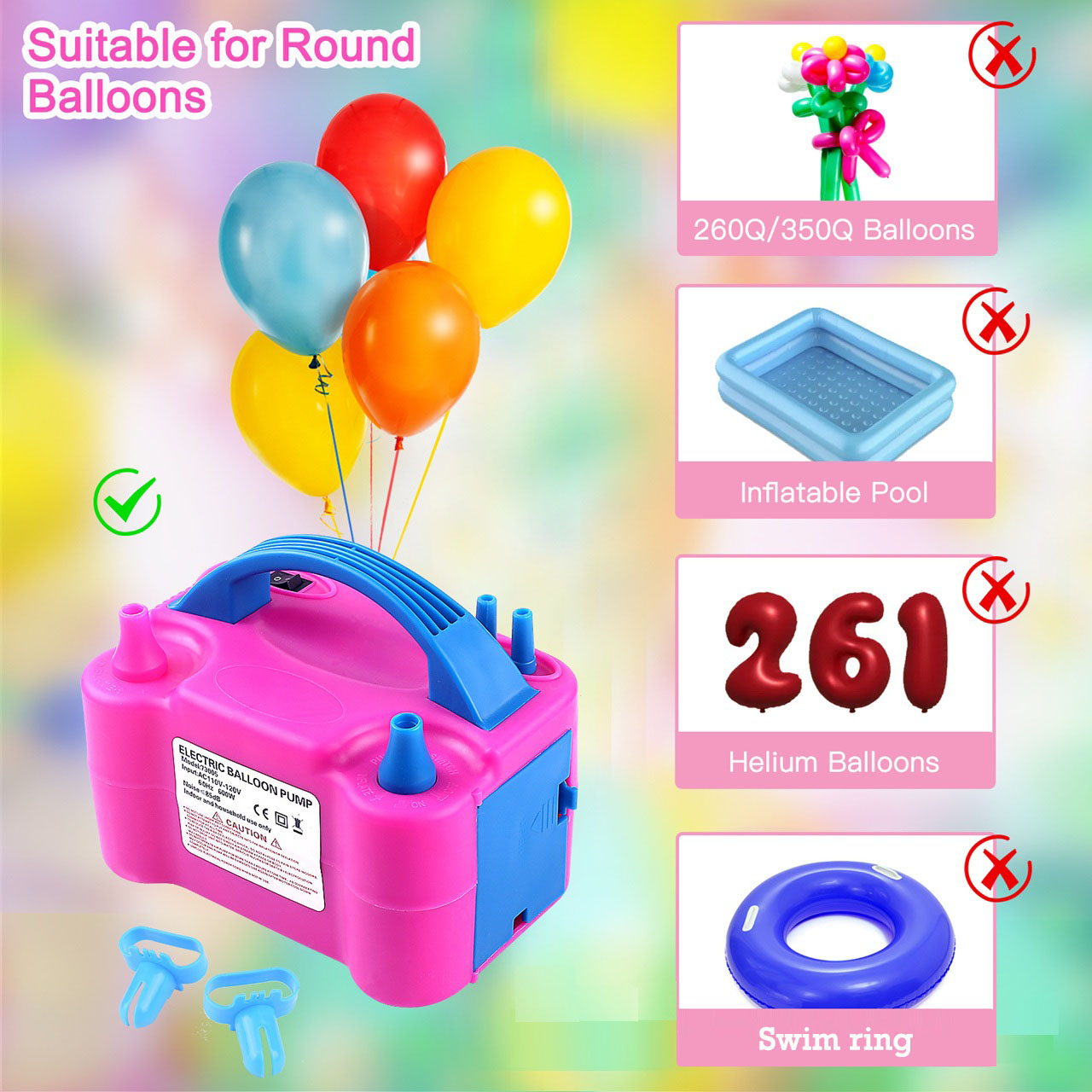 SPU Dual-Purpose Electric Air Pump Double-Layer Balloon Inflator PP Material Portable Automatic for Wedding Room Decorations