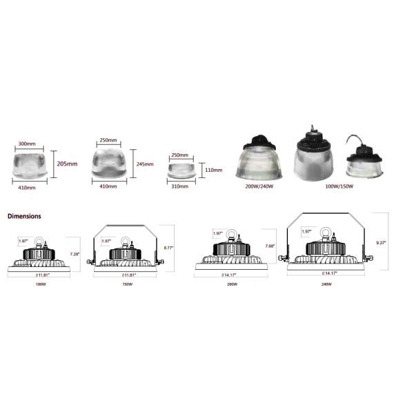 Under 60-70 Degrees Ufo High Bay Light IP66 For Metallurgical Workshop