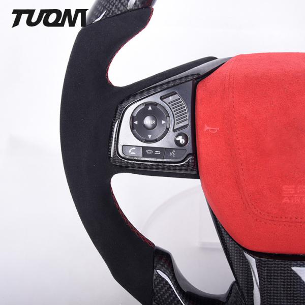 LED Smart Black Alcantara Carbon Fiber Steering Wheel For Honda Civic