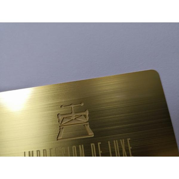0.5mm Thickness Metal Business Cards Deboss Logo Silver Gold Brushed Finish