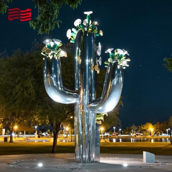 Lotus outdoor metal sculpture park landscape sculpture square sculpture stainless steel mirror process