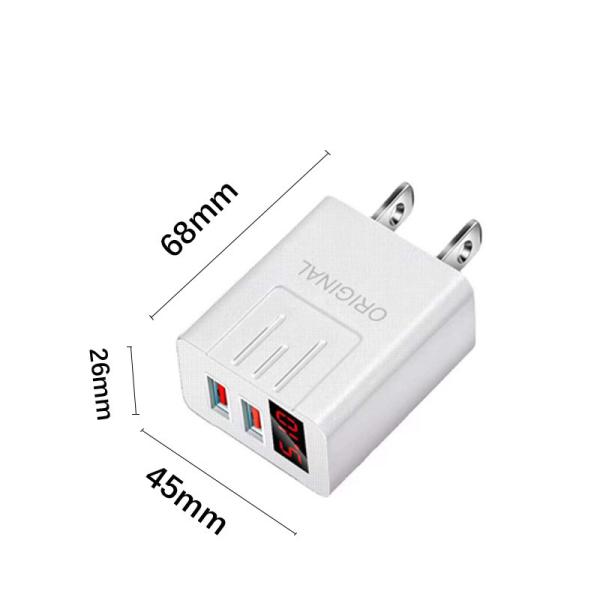 LED Display 5V 3.1A USB Charger Kits 2 In 1 With PE Data Cable