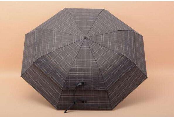 Plaid Folding Golf Umbrella , Large Vented Golf Umbrella 190T Print Pongee Fabric