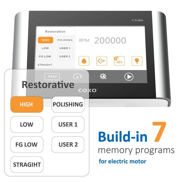 COXO Dental Electric Motor System Built-in 7 Memory Programs and Auto Cleaning Function