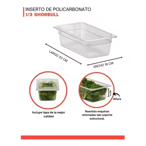 Eco Friendly Shorbull 15cm 1/3 Polycarbonate Kitchen Insert Cap Dishwasher Safe Freshness Preservation Container