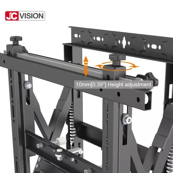 O serviço completo elimina o suporte da montagem da parede da tevê laminou o preto de aço do pó