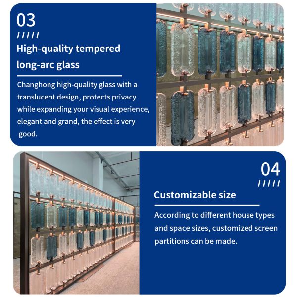 UV Resistant Glass Panel Room Divider High Hardness For Living Room And Dining Room