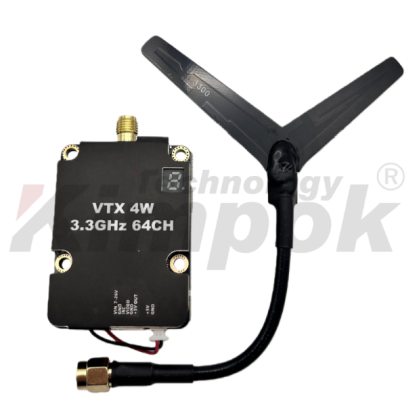 Kimpok ALV3304AC 64-channel 3.3GHz 4W Analog Video Transmitter for Long-Distance UAV Image Transmission