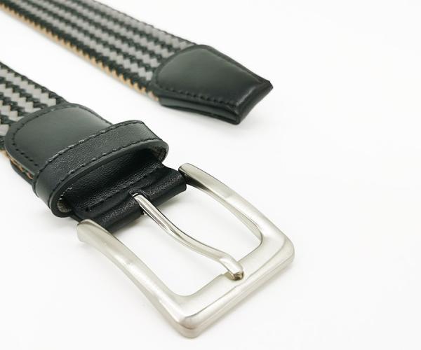 Braided 110cm Length Mens Elastic Stretch Belts With Leather Trim