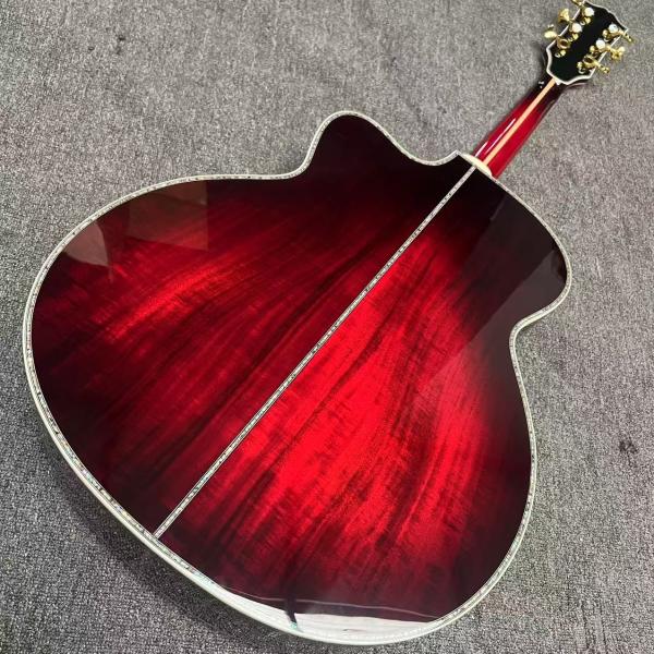 Custom Deluxe SJ200 Solid KOA Top Cutaway Jumbo Acoustic Guitar, Solid KOA Back Side, 43 Inch Gibson Style