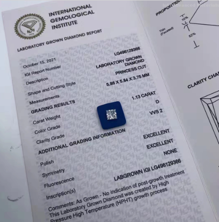 Принцесса синтетическая СВД Hpht Лабораторно выращенные бриллианты 1.13 Ct D Цвет VVS2 EX