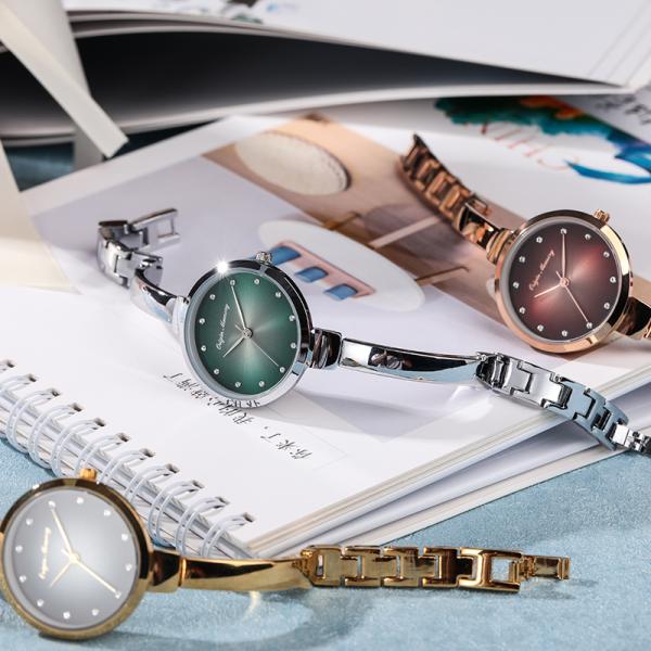 Thin Bracelet Decorated 28mm Small Dial Watch 30M Water Resistant