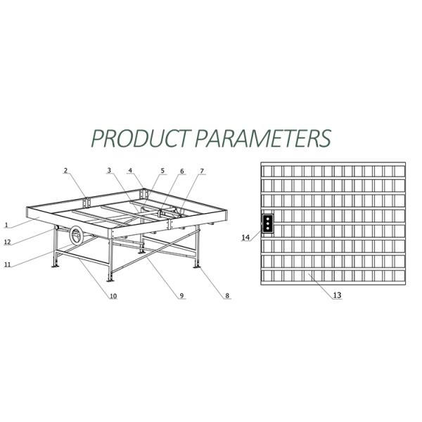 Дополнительное оборудование для теплиц растений 4'×8' 4'×10' Ebb And Flow Rolling Bench