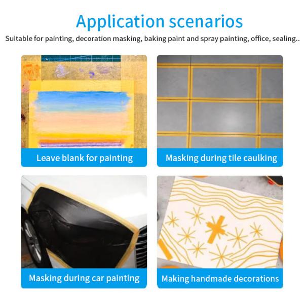 Masking Tape Rubber Adhesive Yellow Car & Wall Painting Die Cutting Washi Paper Masking Tape for Painting