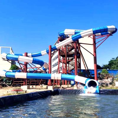 Galvanized Steel Support Commercial Fiberglass Water Slide For Pools