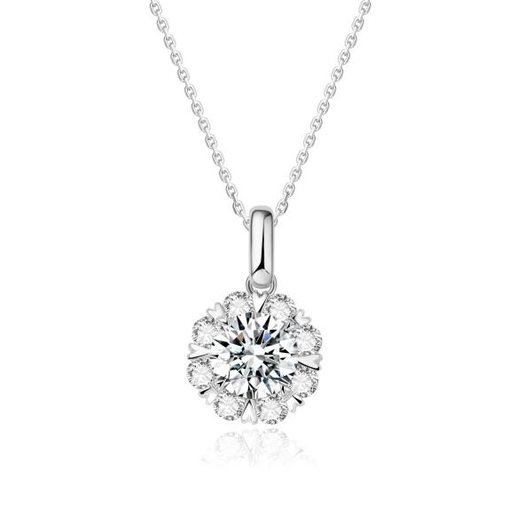 Classic And Beautiful Design 18k Gold Lab-Grown Diamond Pendant White Diamond Jewelry