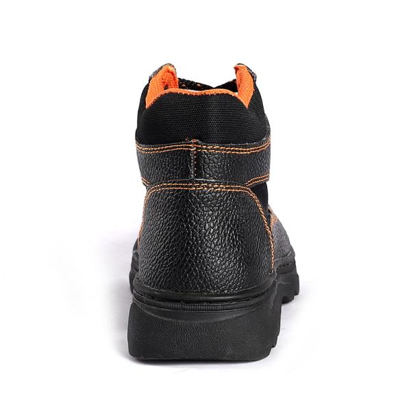 Black Embossed Safety Booty Waterproof Leather Outsole Work Shoes Men