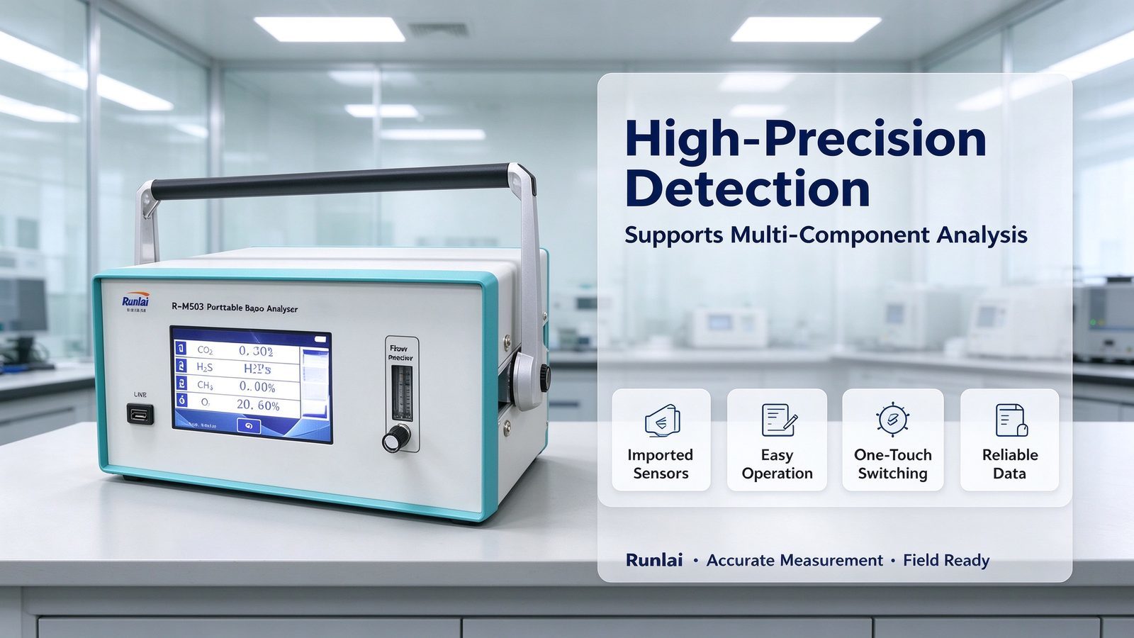 Metal Calorific Value Portable Gas Analyzer Tester For CO2 CH4 H2S O2 Methane Gas Detection