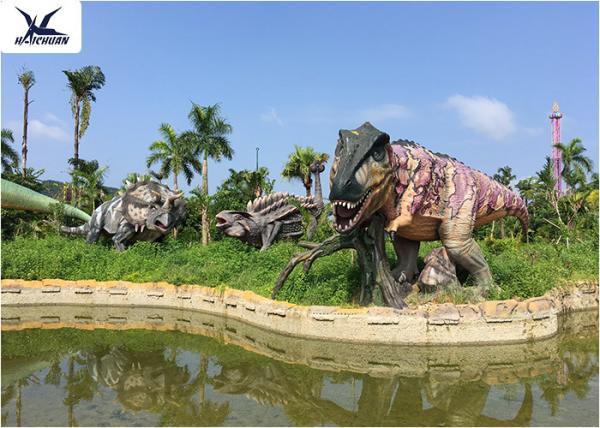Lifesize Giant Colorful T Rex Lawn Ornament For Game Center 110 V / 220A