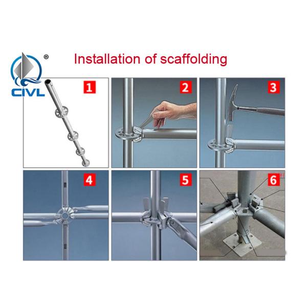 Hot - Dip Galvanized Buckle Scaffolding 48#60# Construction Site With Inner And Outer Grid Buckle Scaffolding