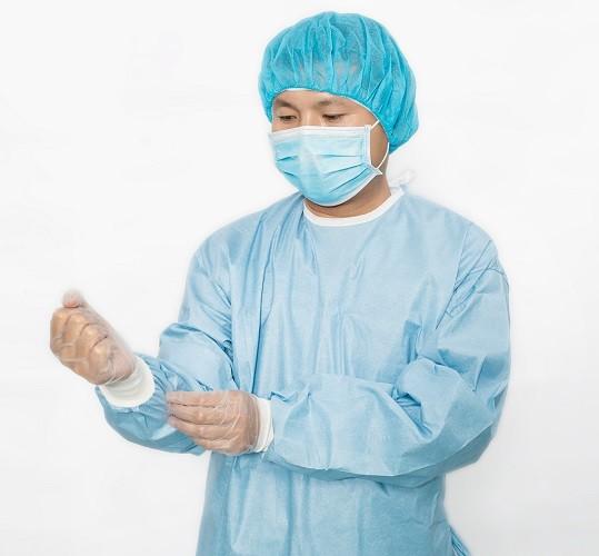 SMS Sterile Disposable Examination Gowns Non Woven Acid Resistant Round Neck