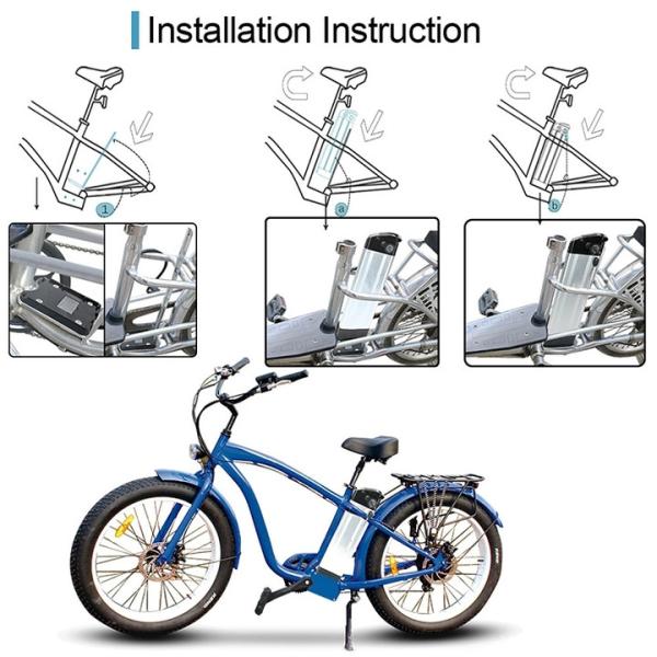 Peixe prateado 36V 48V 52V 10Ah 13Ah 15Ah 18Ah 20Ah Bateria de bicicleta elétrica 500W 1000W 1500W Bateria de íons de lítio