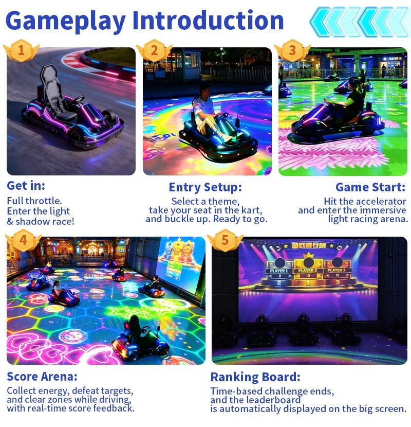 Immersive Go Karting Interactive Light Racing Real Driving Experience for Holiday Resort