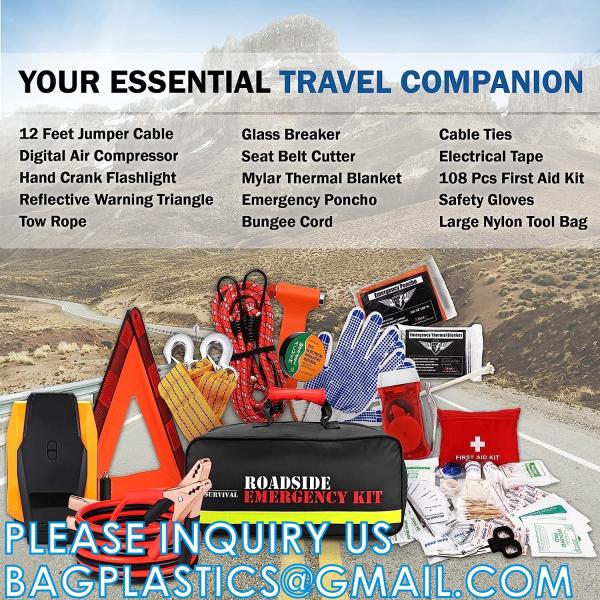 Roadside Survival Kit, First Aid Kit, Emergency Car Kit, Safety Tool Kit, Car Kit, Vehicle Safety Tool Auto