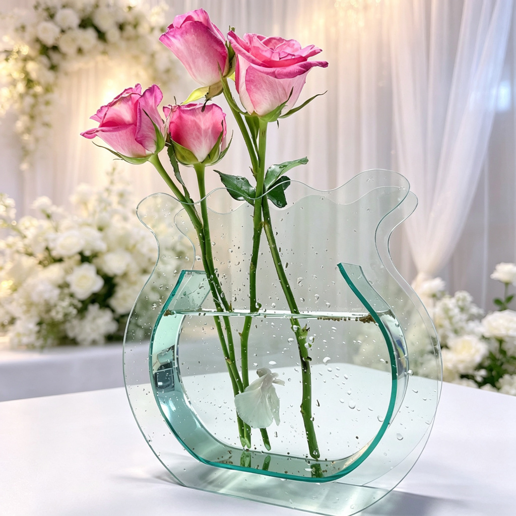 Fish Shaped Acrylic Vase | Clear Flower Vase & Mini Fish Bowl | Modern Table Centerpiece for Wedding, Home & Office Decor