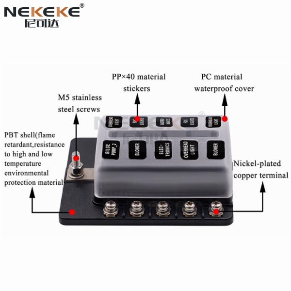 Excellent Insulation 10 Circuit Marine Fuse Box Wth Waterproof Protection Cover