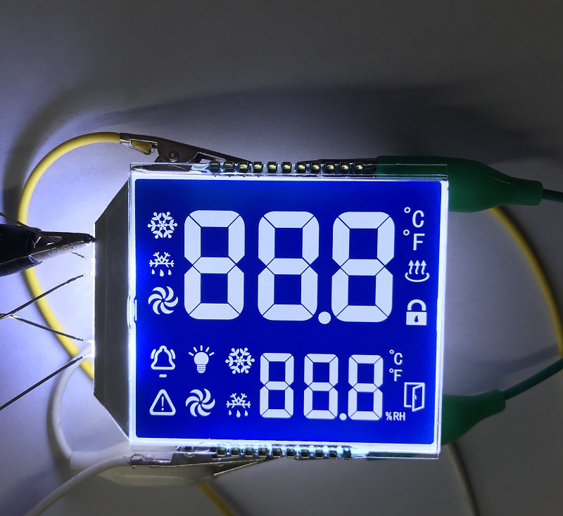 Custom HTN Negative Blue‑Film Segment LCD Screen for Freezer & Refrigerator Appliance,segment lcd display,segment lcd