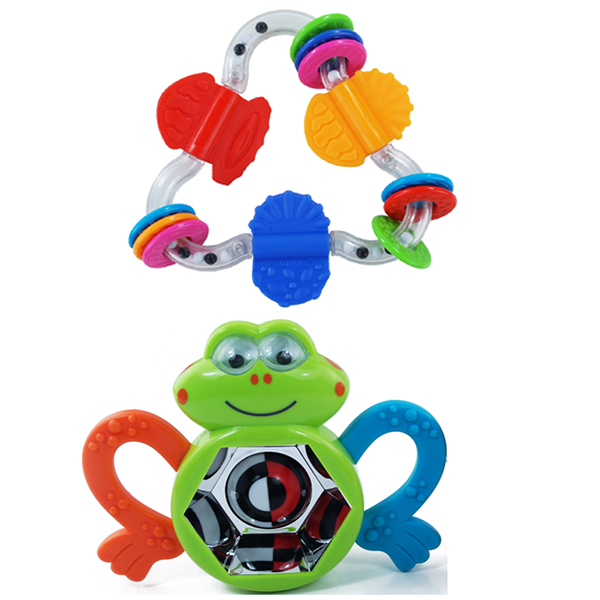 Food Grade Plastic Rattle Toys For Infants , Baby Teethers And Soothers