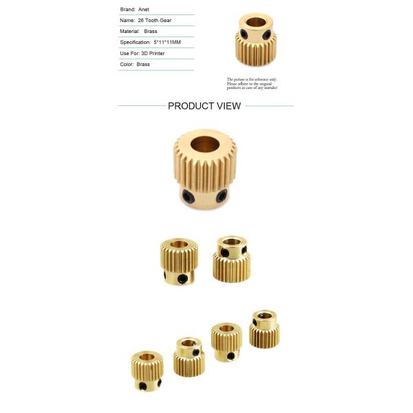 MK8 Brass Extrusion Gear 26/40 Tooth 11*11mm 3D Print Head Extruder