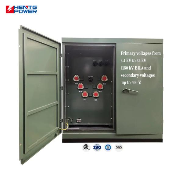 Pad Mounted Electrical Power Transformer Medium Voltage Step Up 500kva Tamper Proof Design