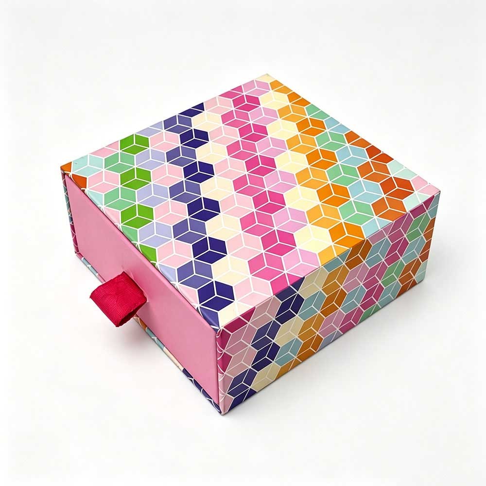 Colorful Drawer Jewelry Packaging Boxes with Grey Flocking Insert