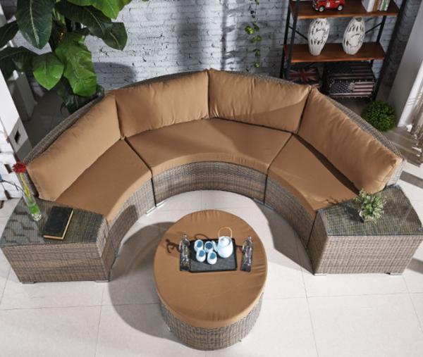 Outdoor Leisure Courtyard Villa Garden Outdoor Arc-Shaped Combination Of Aluminum Alloy Waterproof And Sunscreen Rattan