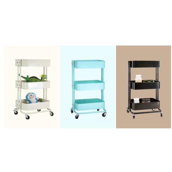 Anti Abrasion Three Tier Storage Trolley , H74cm Bathroom Storage Trolley