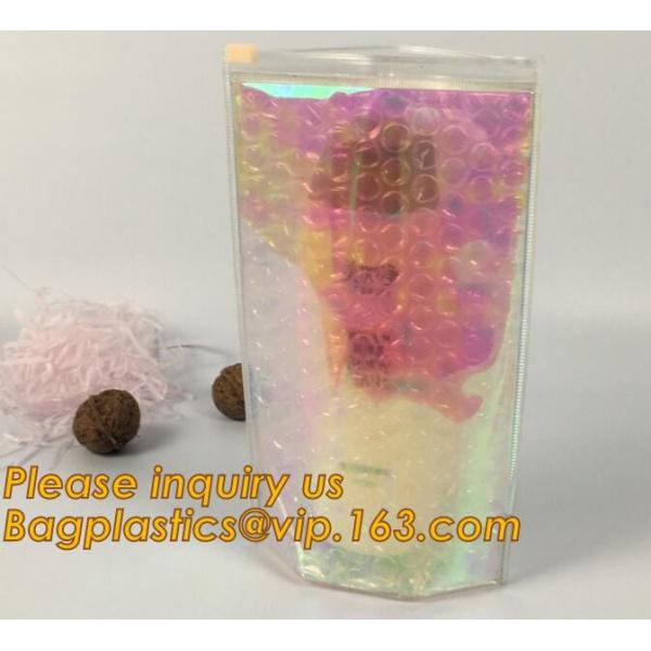 transparent slider zipper bubble bag，Reusable portable PE bubble wine bottle protector bag,k bubble bag,slider pac