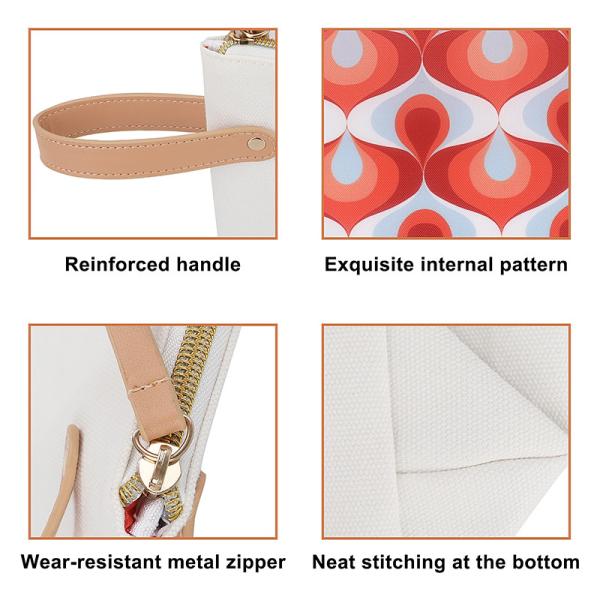 Sac de maquillage en toile blanche avec revêtement intérieur de mode 11X4X8 pouces