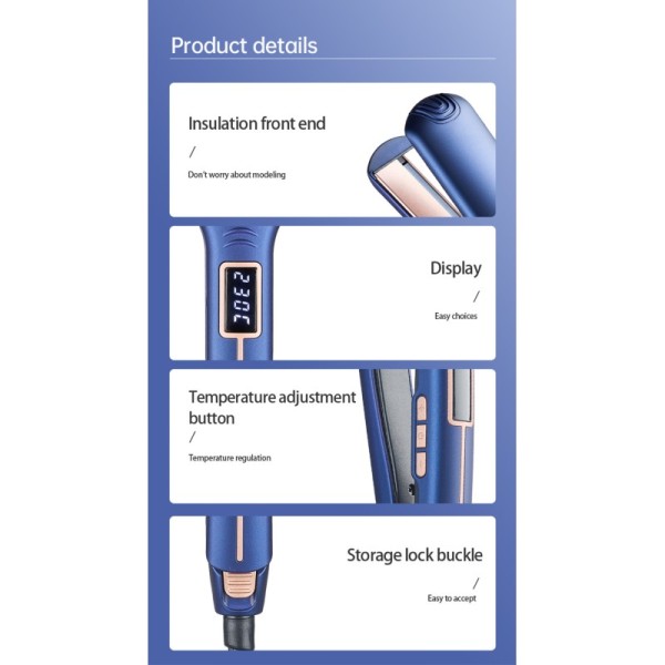 Professional Electric 2-in-1 Wide Flat Iron Hair Straightener LCD Display Custom Logo Infrared Technology Household Hotel Use