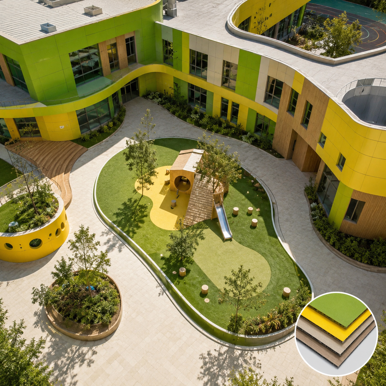 Kindergarten-specific Compact Laminate Exterior Wall Panel  Fireproof, Weather Resistant & Impact Safe