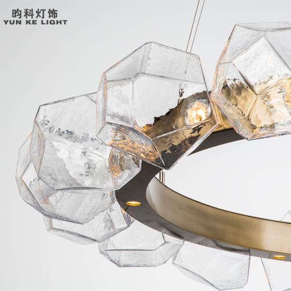 Modern Cicle Glass Crystal Ball Stone Gem Radial Ring LED Chandelier(WH-MI-142)