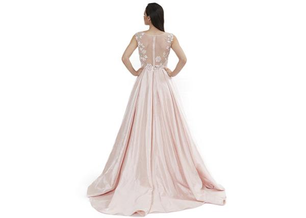 Simple Elegant Satin Fabric Sleeveless Ball Gown Baby Pink European Style