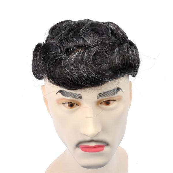 Unités de coiffure personnalisées naturelles noires Toupee de cheveux gris pour hommes
