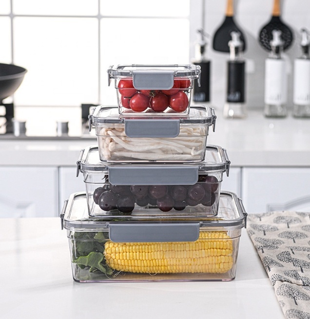 Custom Modern Design Fresh-Keeping Plastic Bento Box Set Freezer-Sealed PP Kitchen Camping Food Storage Container