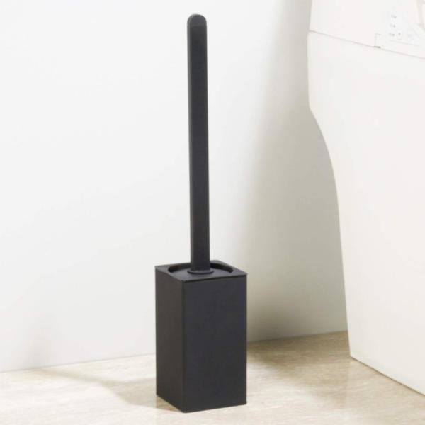 Black Square Toilet Brush And Holder Metal Bathroom Brush Silicon Toilet Brush