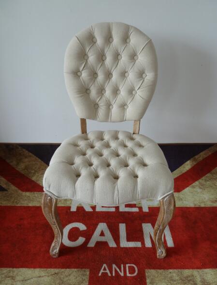 Round back button tufted event chair new design button seat with linen fabric wedding rental chairs