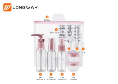 Eight Piece Plastic Travel Bottles Set With Small Travel Spray Bottles Daily Use